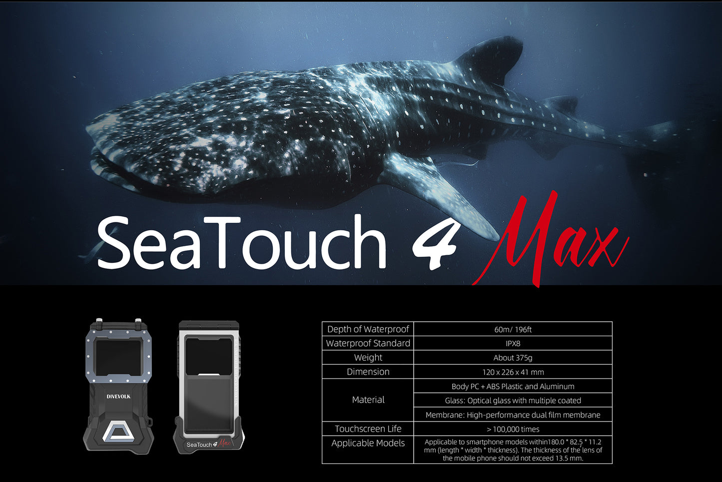 DIVEVOLK SeaTouch 4 MAX Underwater Housing - Black